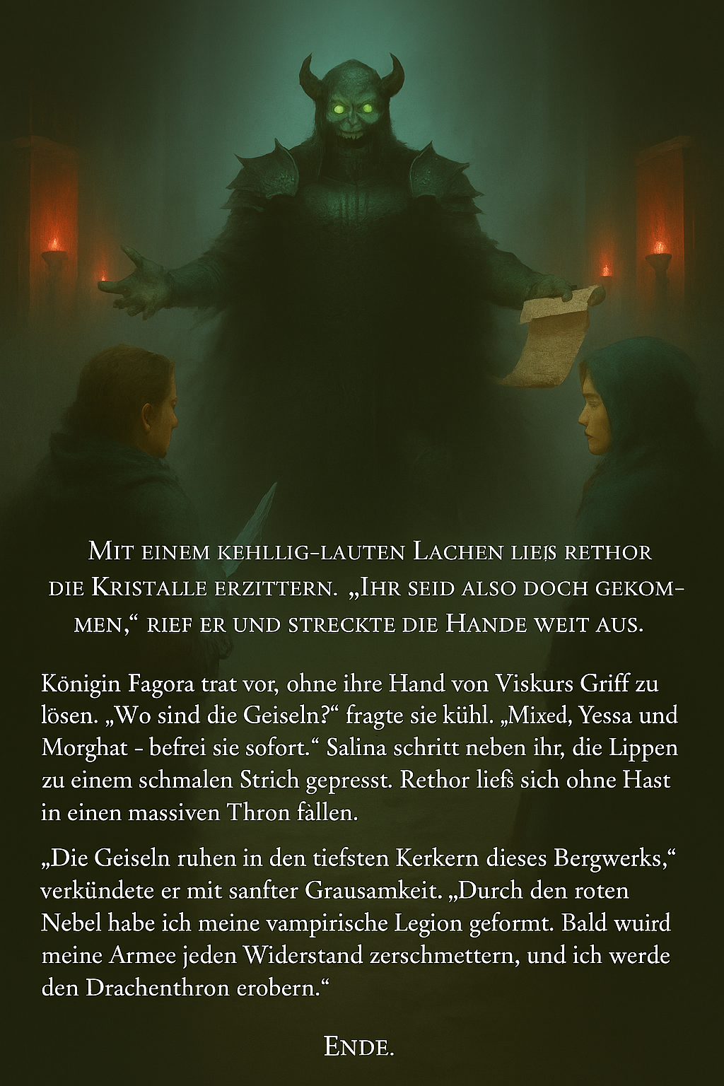 Königin Fagora. Storyboard. Das Schwert Viskur. Der finale Kampf.